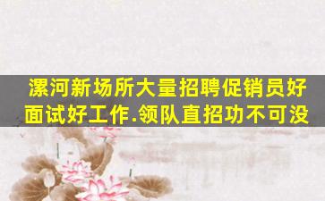 漯河新场所大量招聘促销员好面试好工作.领队直招功不可没